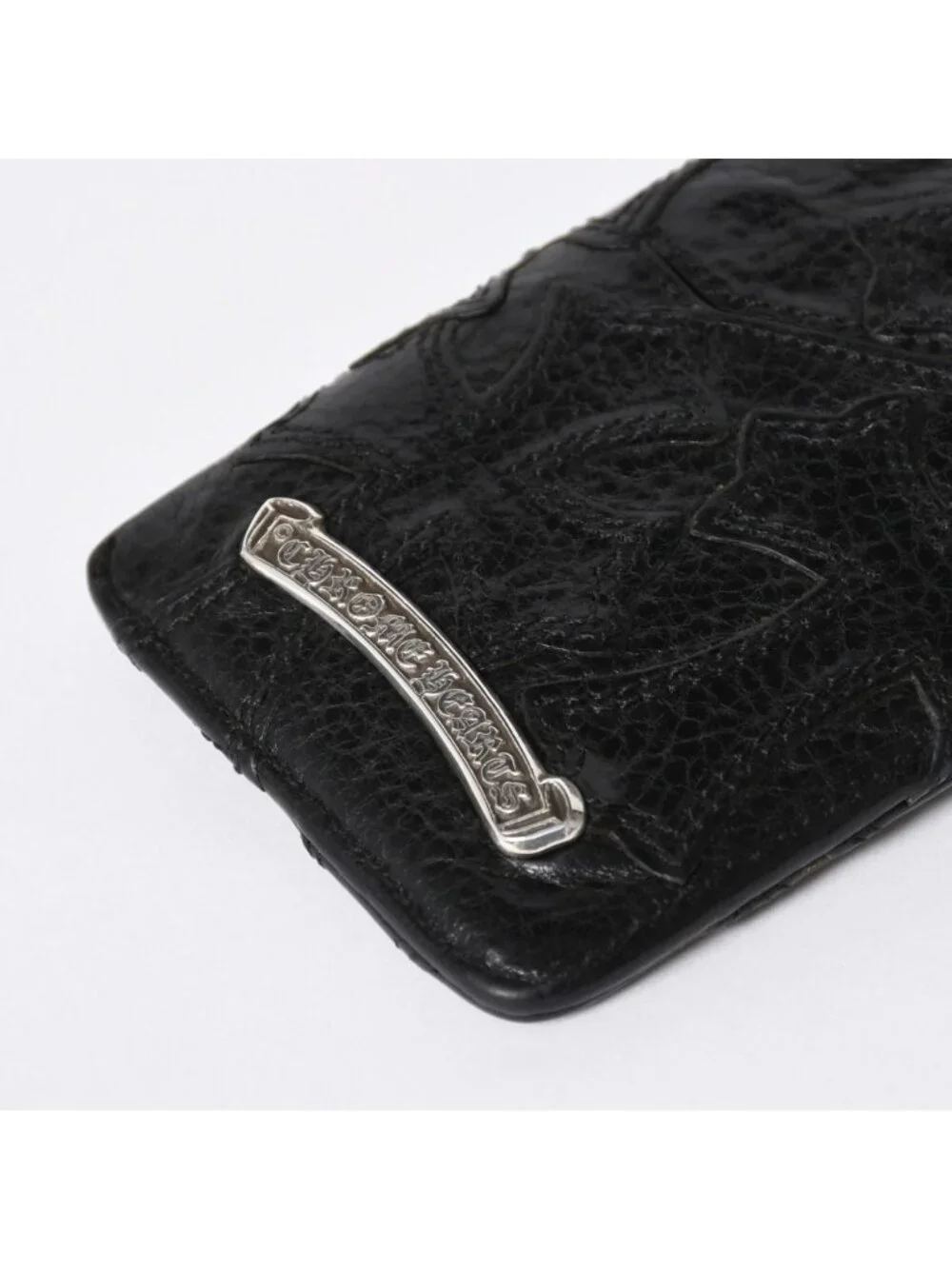 Chrome Hearts Cemetery Cross Patch Card Case Black Silver Scroll Label Logo 925